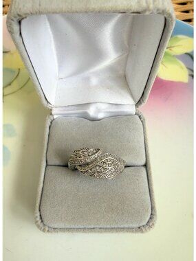 Vintage 90s Affinity Ring Angel Wing Diamond 925 Sterling Sz 9 3/4